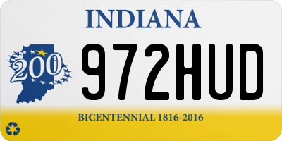 IN license plate 972HUD