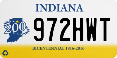 IN license plate 972HWT