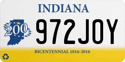 IN license plate 972JOY