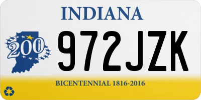 IN license plate 972JZK