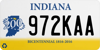 IN license plate 972KAA