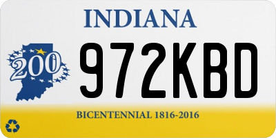 IN license plate 972KBD