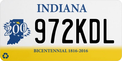 IN license plate 972KDL