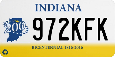 IN license plate 972KFK