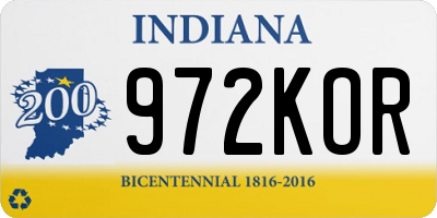 IN license plate 972KOR