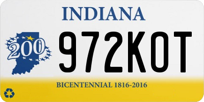IN license plate 972KOT