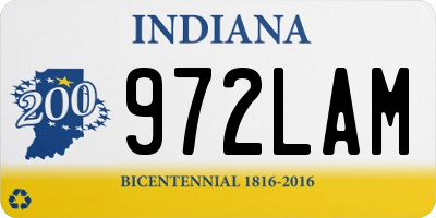 IN license plate 972LAM