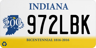IN license plate 972LBK
