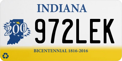 IN license plate 972LEK