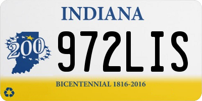 IN license plate 972LIS