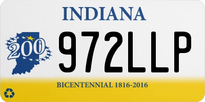 IN license plate 972LLP