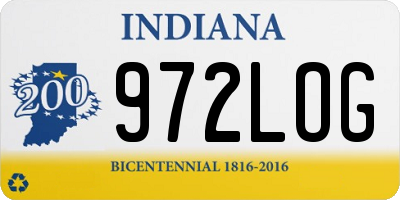 IN license plate 972LOG