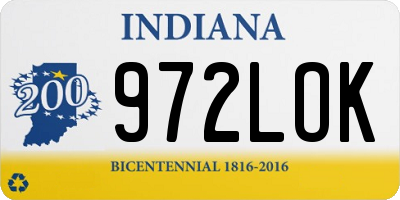 IN license plate 972LOK