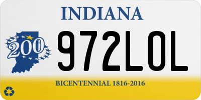 IN license plate 972LOL