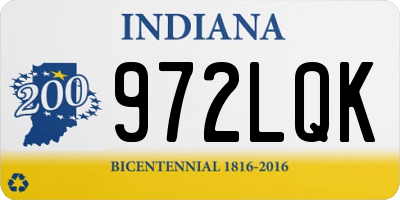 IN license plate 972LQK