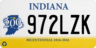 IN license plate 972LZK