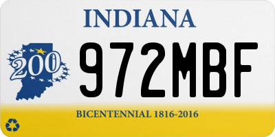 IN license plate 972MBF