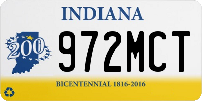 IN license plate 972MCT