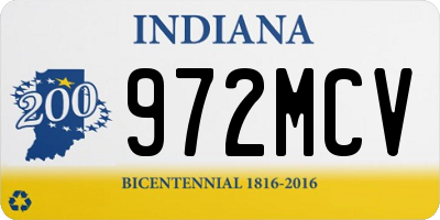 IN license plate 972MCV