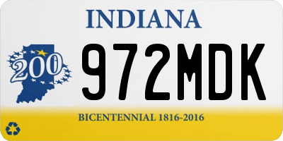 IN license plate 972MDK