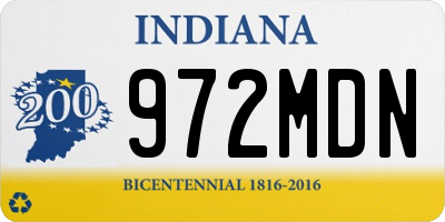 IN license plate 972MDN