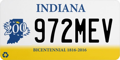 IN license plate 972MEV