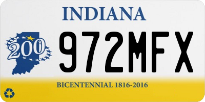 IN license plate 972MFX