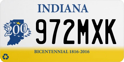 IN license plate 972MXK