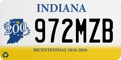 IN license plate 972MZB