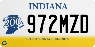 IN license plate 972MZD