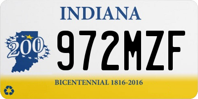 IN license plate 972MZF