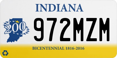 IN license plate 972MZM