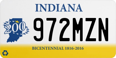 IN license plate 972MZN