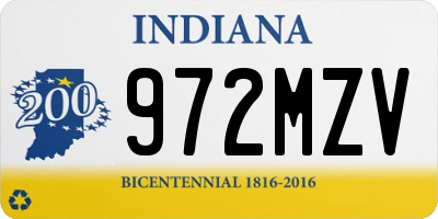 IN license plate 972MZV
