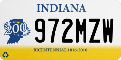 IN license plate 972MZW