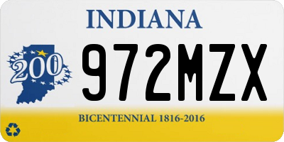 IN license plate 972MZX