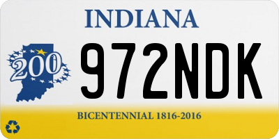 IN license plate 972NDK