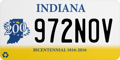 IN license plate 972NOV