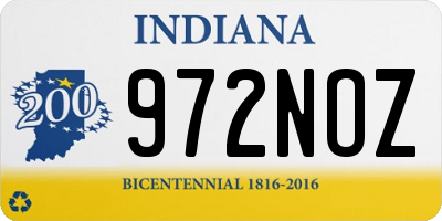 IN license plate 972NOZ