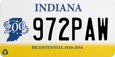 IN license plate 972PAW