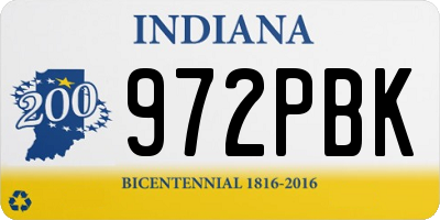 IN license plate 972PBK