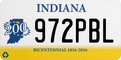 IN license plate 972PBL
