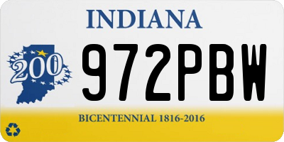 IN license plate 972PBW
