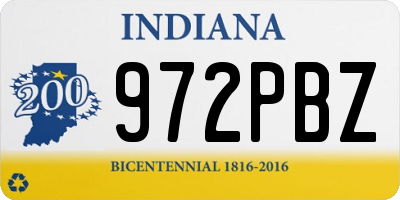 IN license plate 972PBZ