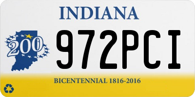 IN license plate 972PCI