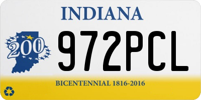 IN license plate 972PCL