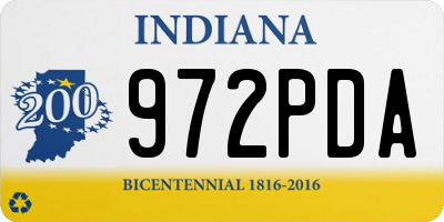 IN license plate 972PDA