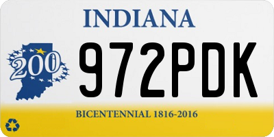 IN license plate 972PDK