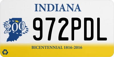 IN license plate 972PDL