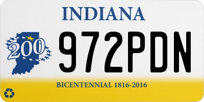 IN license plate 972PDN